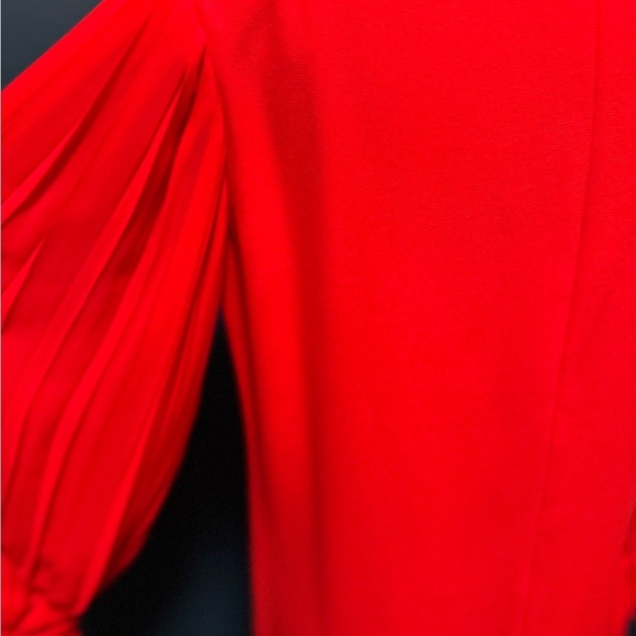 Bill Blass Vintage  Red Sheath Dress with Pleated Sleeves - Picture 6 of 12
